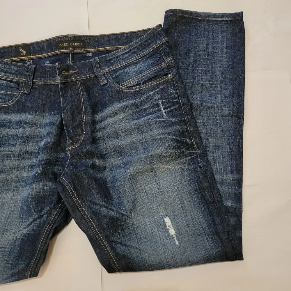 Rare Rabbit RR Be Rare MMXIV Skinny Straight Leg Dark Wash Jeans Mens 34 NWOT